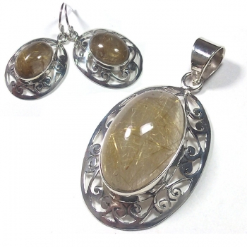 silver rutilated quartz jewellery sets